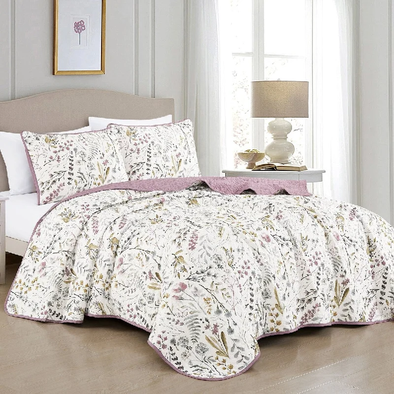 MarCielo 3 Piece Printed Quilt Set Lightweight Bedspread Set Lara