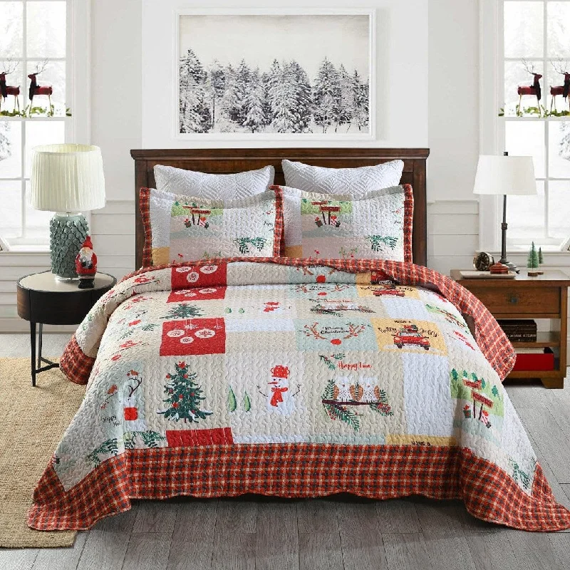 MarCielo Christmas Quilt Set Bedspread Set B022