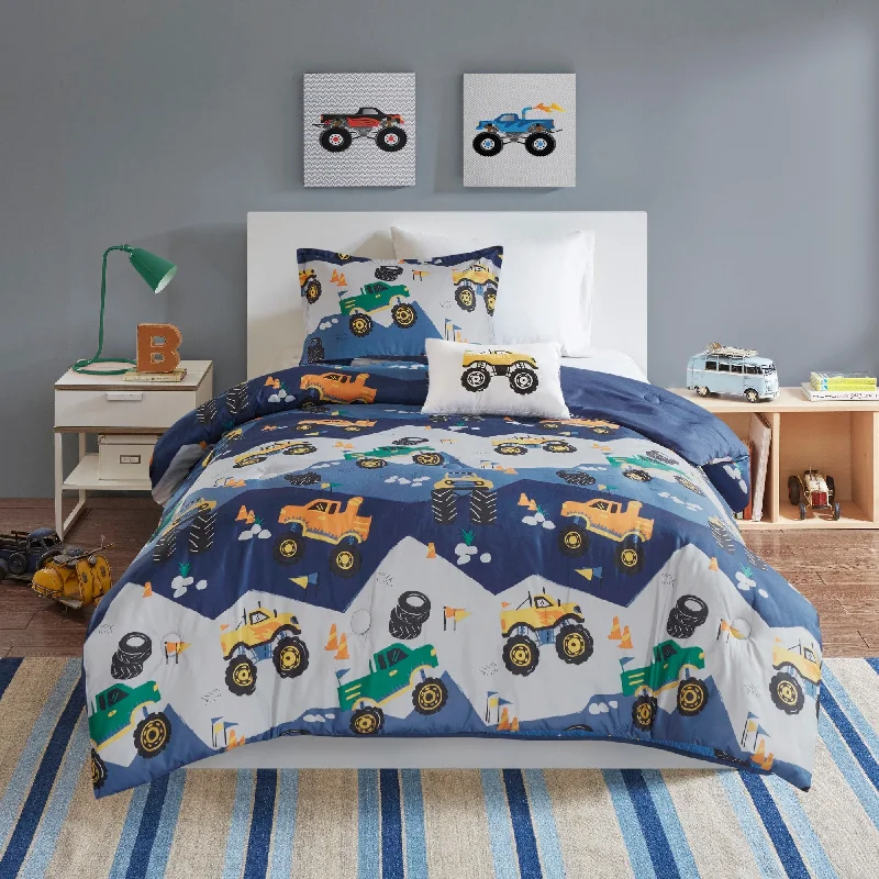 Mi Zone Kids Gavin Monster Truck Blue Comforter Set