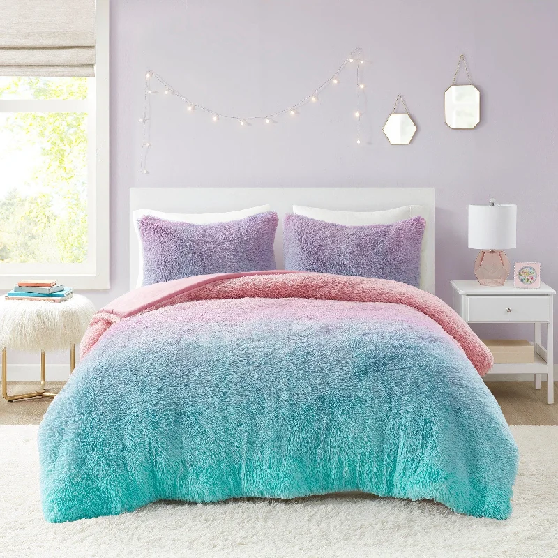 Mi Zone Talia Ombre Shaggy Faux Fur Comforter Set