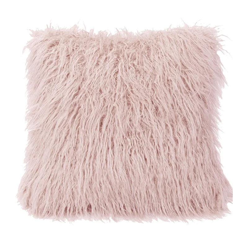 Mongolian Faux Fur Euro Sham, Blush