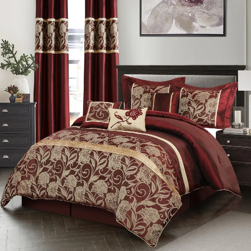 Nanshing Brie 9 Piece Floral Jacquard Comforter Set