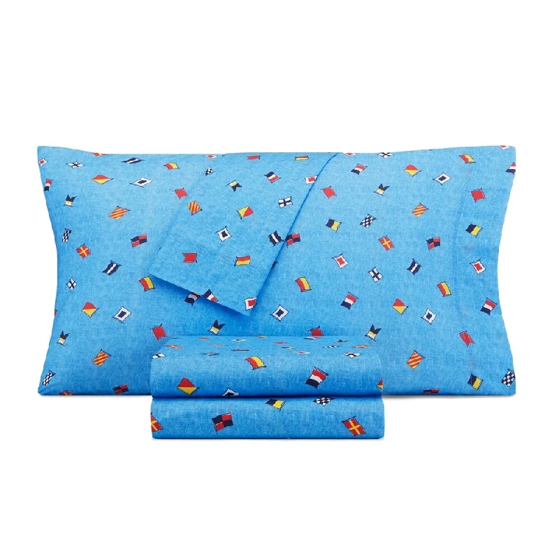 Nautica Kids Tossed Nautical Flags Cotton-Rich Sheet Set