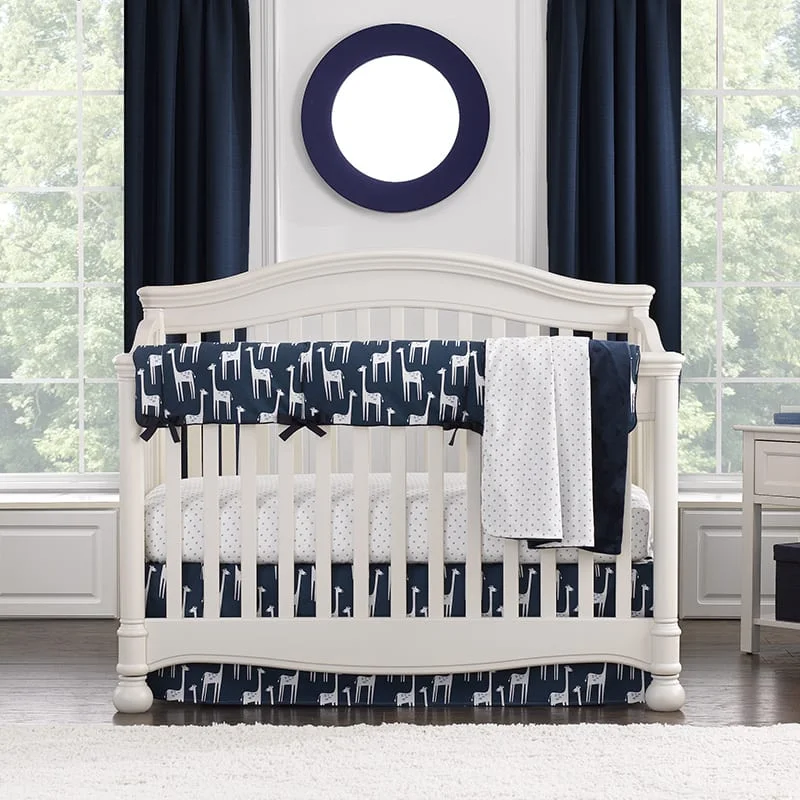 Navy Giraffe 4-pc Crib Bedding Set