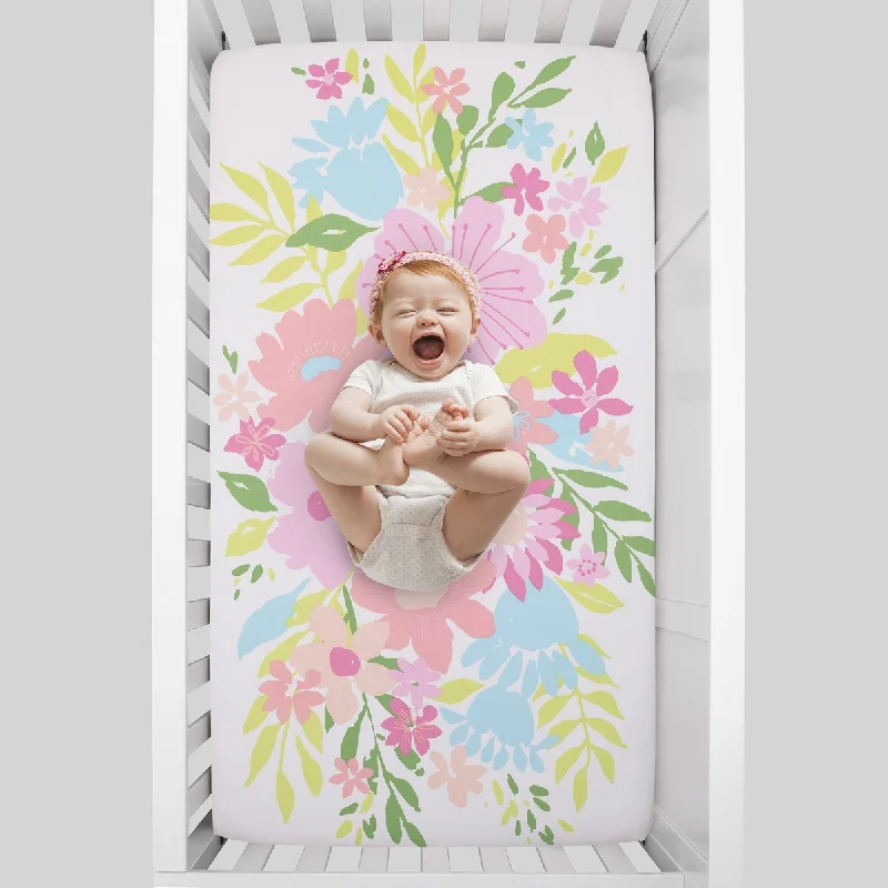 NoJo Floral Burst Cotton Photo Op Crib Sheet