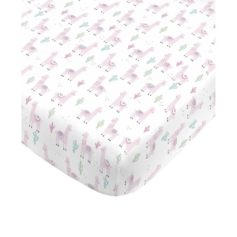 NoJo Llama Mini Crib Sheet Pink Size 24"x38"