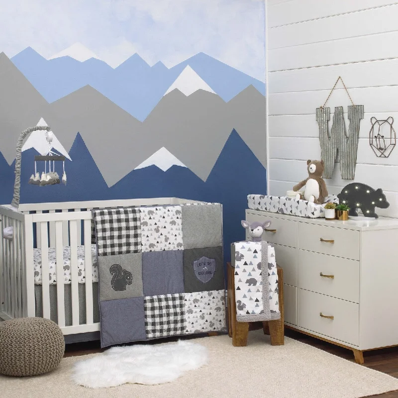 NoJo Mountain Patchwork 4 Piece Nursery Crib Bedding Set