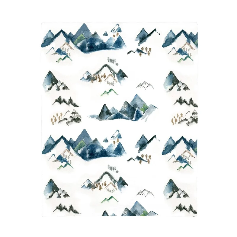 NoJo Mountain Watercolor Fitted Mini Crib Sheet