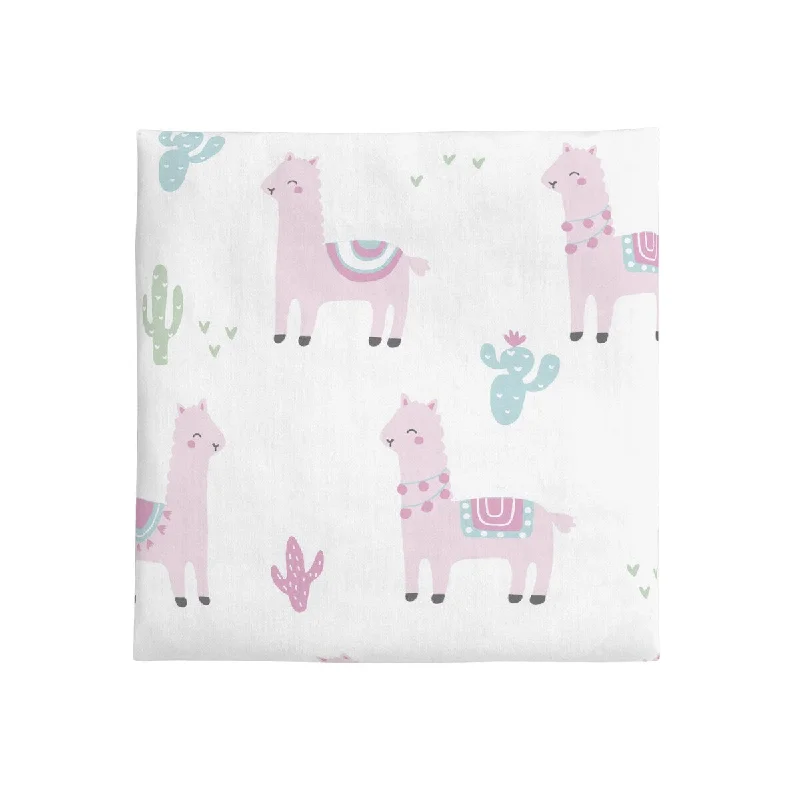 NoJo Pink Llama Fitted Crib Sheet