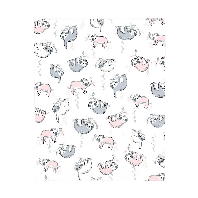 NoJo Pink Sloth Fitted Crib Sheet