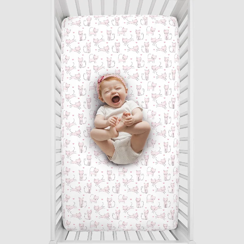 NoJo Purrdy Kitty Cat Crib Sheet