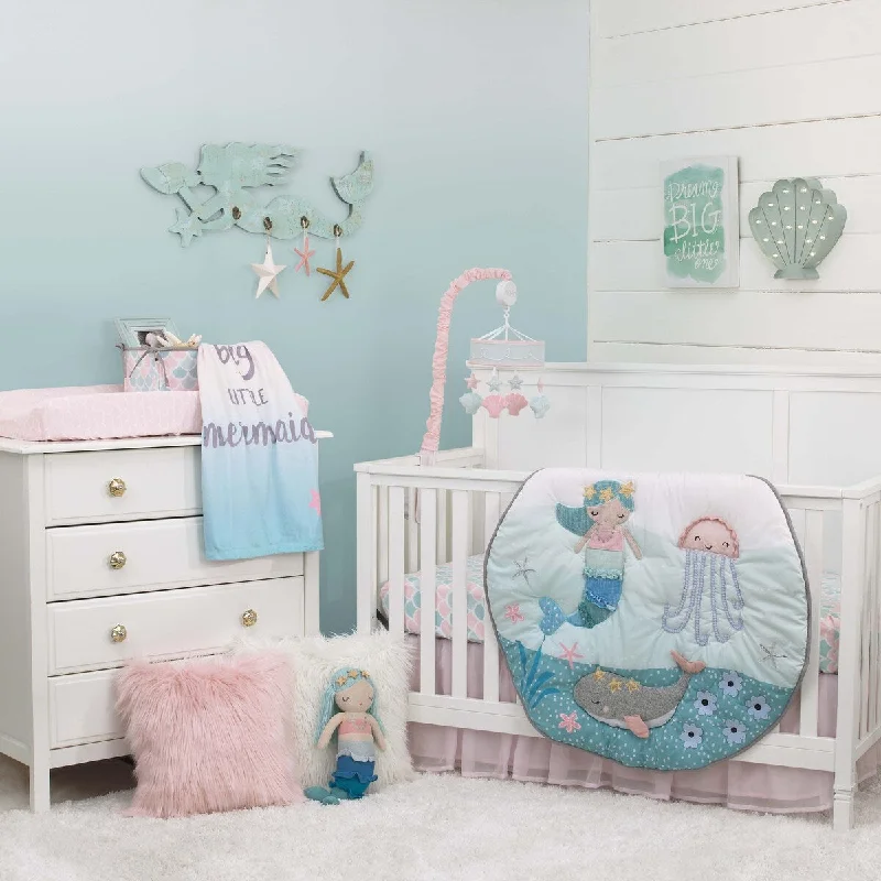 NoJo Sugar Reef Mermaid 4 Piece Nursery Crib Bedding Set