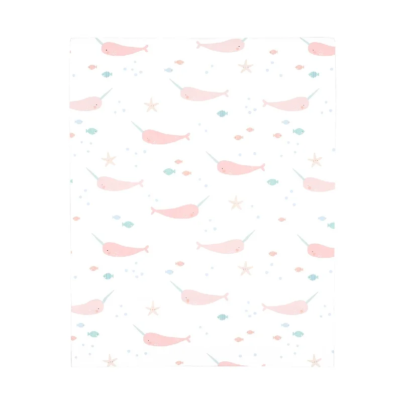 NoJo Watercolor Narwhal Fitted Mini Crib Sheet