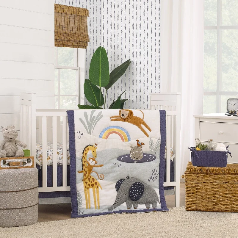 NoJo Wild Pals Safari Animals 4 Piece Nursery Crib Bedding Set