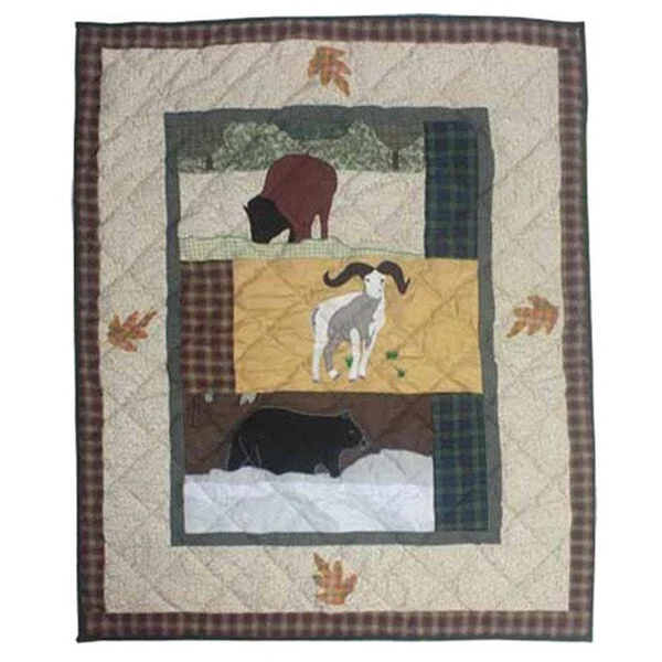 Patch Magic Hand-quilted Rocky Mountain Cotton Applique Baby Quilt