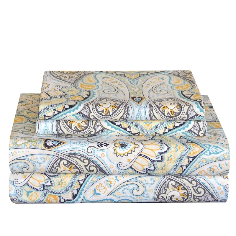 Pointehaven 200 TC Cotton Paisley Printed Percale Bed Sheet Set