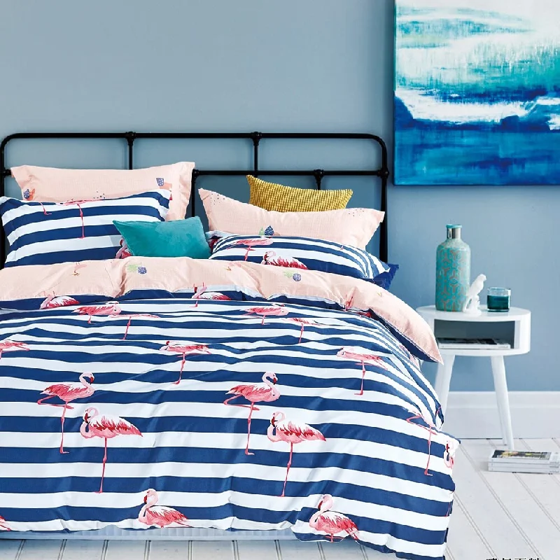 Porch & Den Imnaha Flamingo Stripe Cotton 2-piece Twin/Twin XL Comforter Set