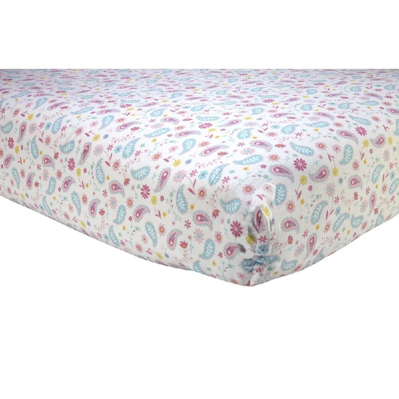 Sadie & Scout- Pink Paisley Print Crib Sheet