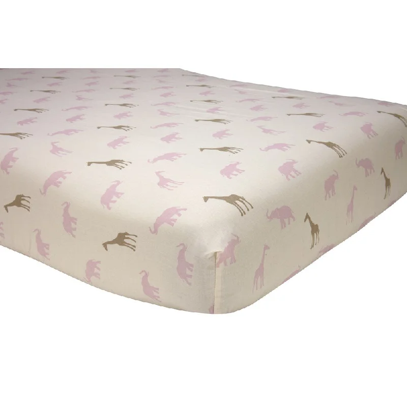 Sadie & Scout- Pink Safari Print Crib Sheet