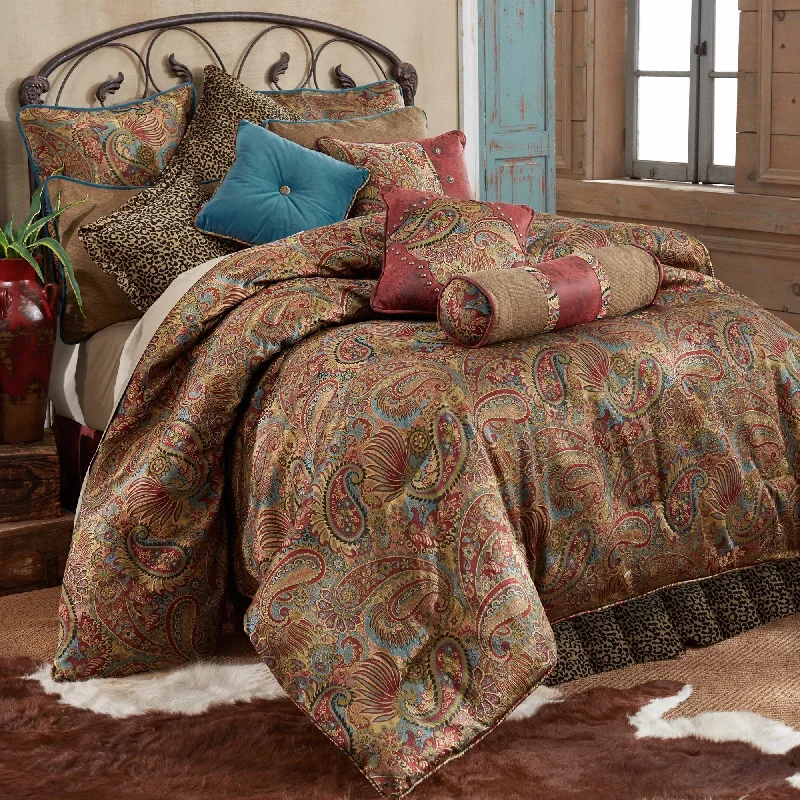 San Angelo Comforter Set, Teal & Leopard