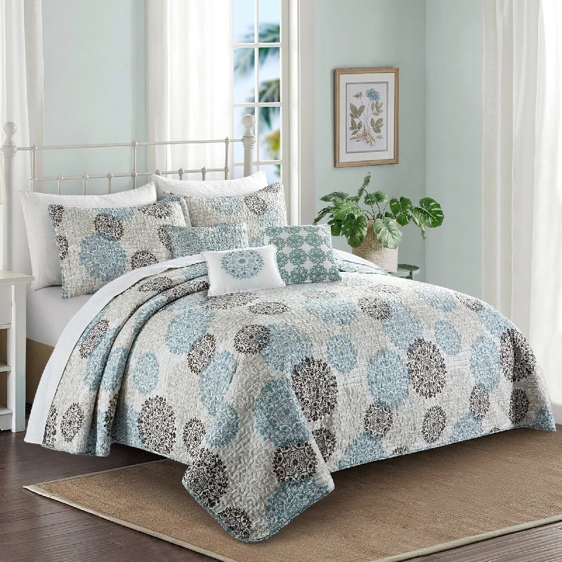 Serenta 6 Piece Printed Marina MDLN Quilts Set