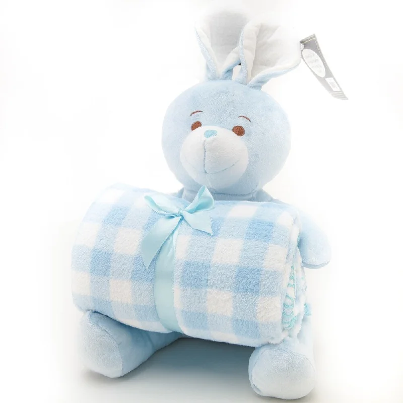 Stuffed Animal and Fleece Throw Blanket Gift Set - Blue