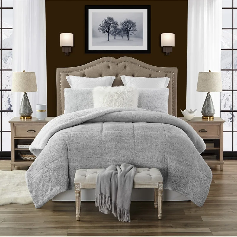 Swift Home Luxurious Reversible High Pile Plush and Sherpa Comforter Set