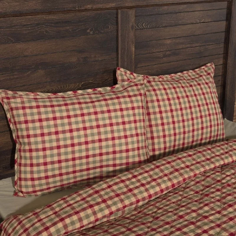 Tan Rustic Bedding VHC Jonathan Plaid Sham Cotton Plaid