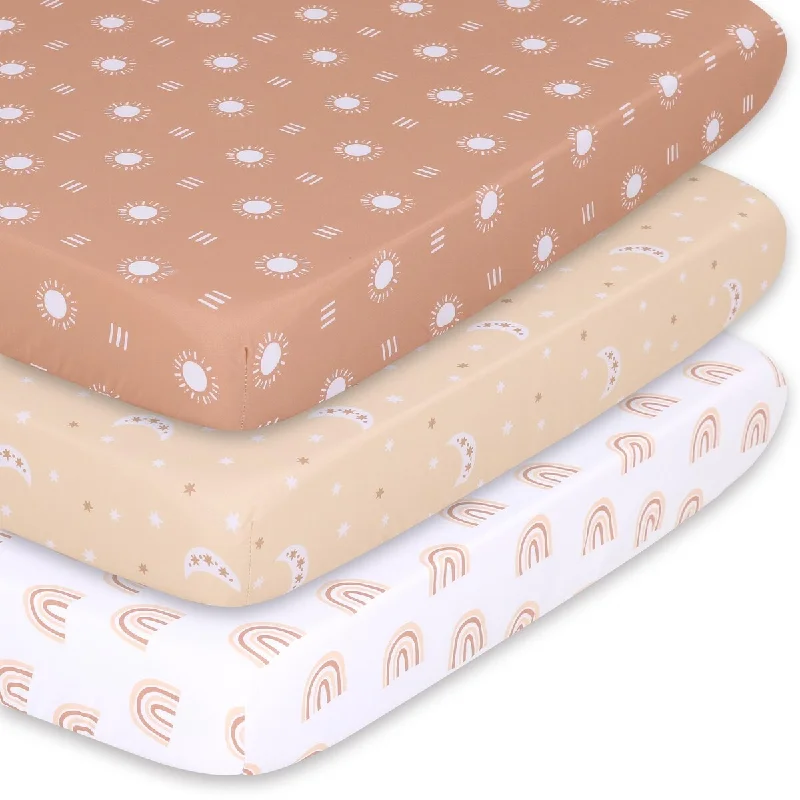 The Peanutshell Boho Mini Crib, Playard Sheet 3 Pack Set