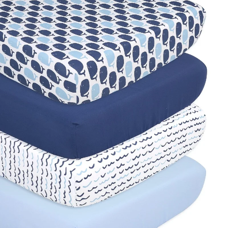 The Peanutshell Nautical Fitted Crib Sheet 4 Pack Set