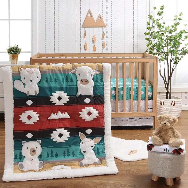 The Peanutshell Organic Cotton Crib Bedding Set for Baby Boys, Western Woods, 4 Pieces