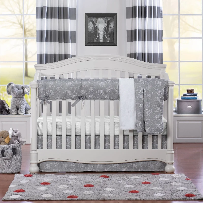 Tribal Elephants 4-pc Bedding Set - Gray