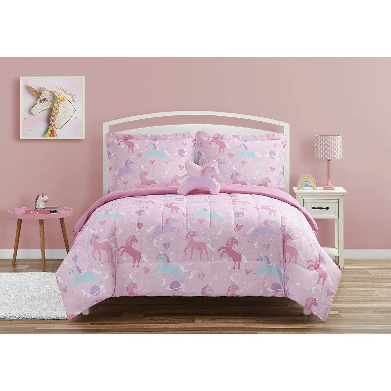 Unicorn Planet Pale Pink/Lilac Soft Microfiber Comforter Set