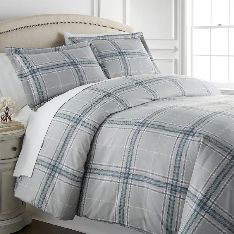 Vilano Ultra-Soft Plaid 3-piece Duvet Cover and Sham Set